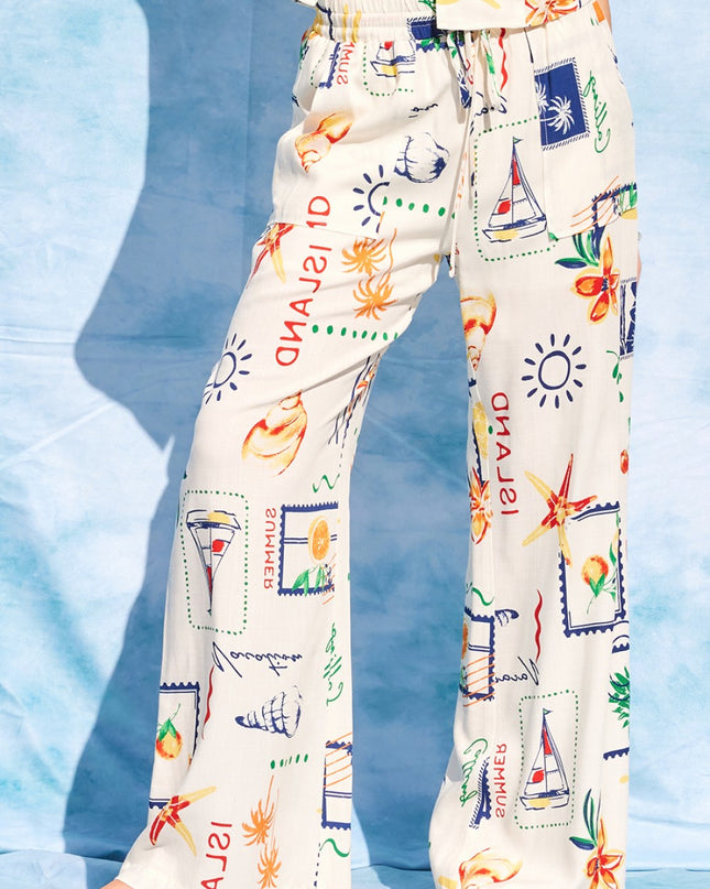 Island Summer Printed Wide Leg Pants