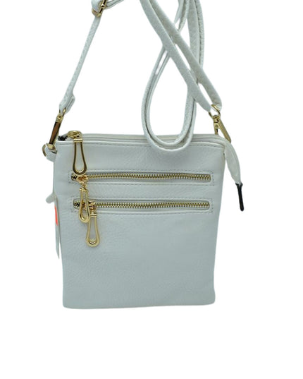 2 Zipper Tall Vegan Leather Crossbody Bag