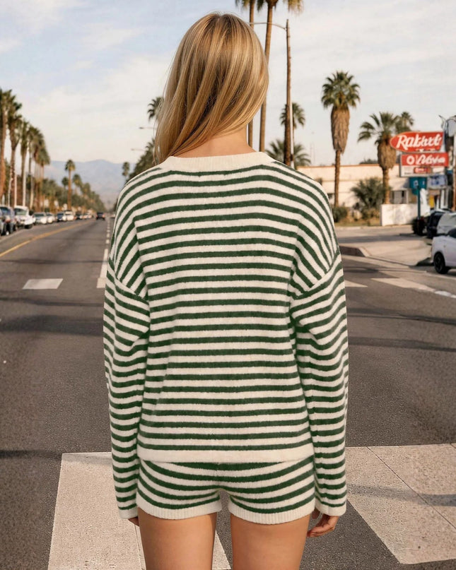 Striped Button Down Cardigan Sweater