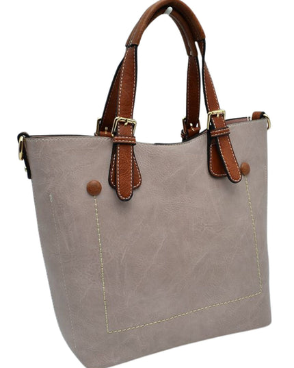 Brown Strap Front Pocket Handbag
