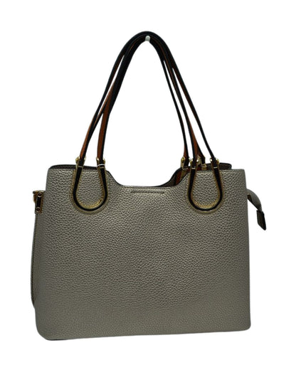 Structured Black & Gold Detailed Handle Handbag