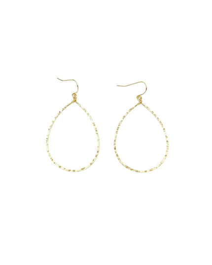 Teardrop Hammered Metal Open Earrings