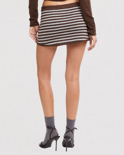 Striped Mini Skort Sweater Knit