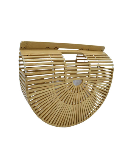 Small Open Bamboo Clutch Half Moon Bag