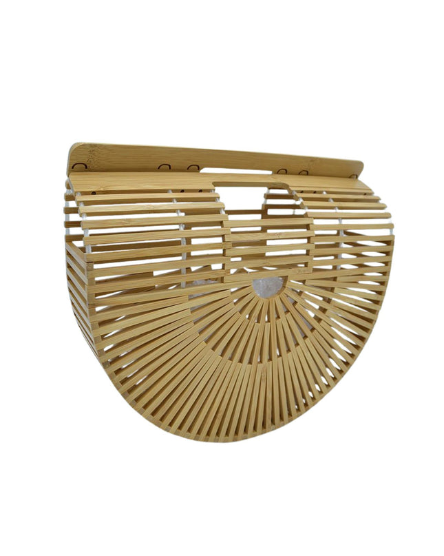 Small Open Bamboo Clutch Half Moon Bag