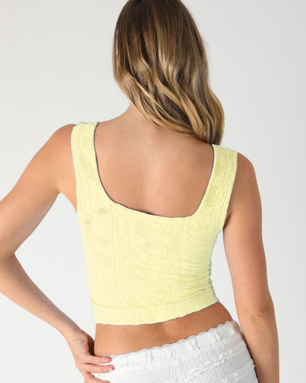 Double Lace Cropped Square Neck Tank Top