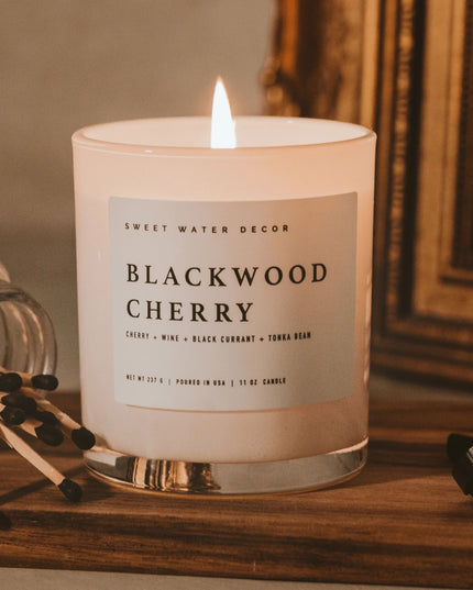 Blackwood Cherry 11oz White Candle