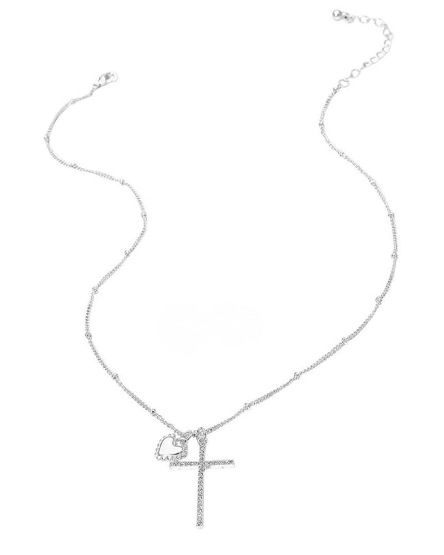 Heart Cross Pendant Necklace