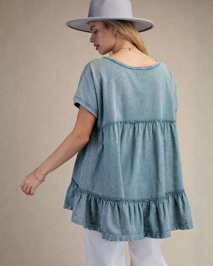Ruffle Back Short Sleeve Top
