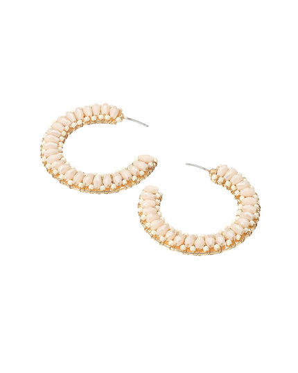 Seed Beaded Gold Wire Wrapped Hoop Earrings