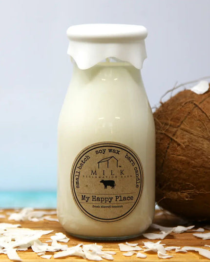 My Happy Place Milk Bottle Candle
