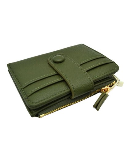Zipper Button Card Holder Wallet