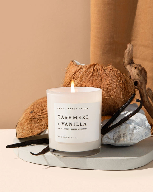 Cashmere & Vanilla 11oz White Jar Soy Candle