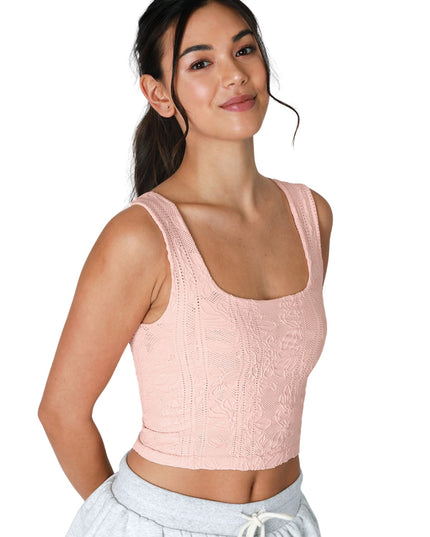 Double Lace Cropped Square Neck Tank Top