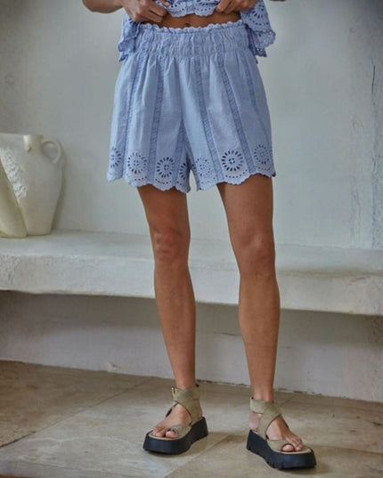 Ansley Elastic Waist Eyelet Shorts