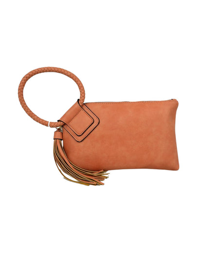 Braided Circle Handle Clutch Bag