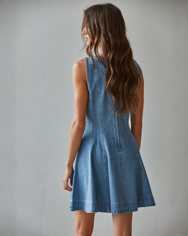 Twiggy Denim Sleeveless Mini Dress