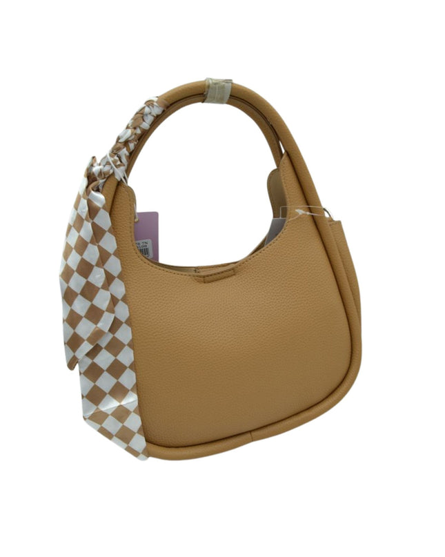 Checkered Scarf Wrapped Tote Bag