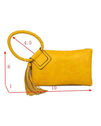 Braided Circle Handle Clutch Bag