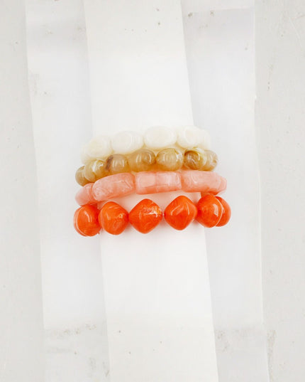 Resin Beaded Stretchable 4 Bracelet Set