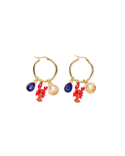 Under The Sea Signature Good Hoop Charm Earrings