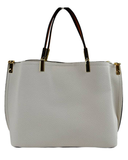 Gold Detailed & Brown Handled Textured Bag