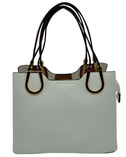 Structured Black & Gold Detailed Handle Handbag