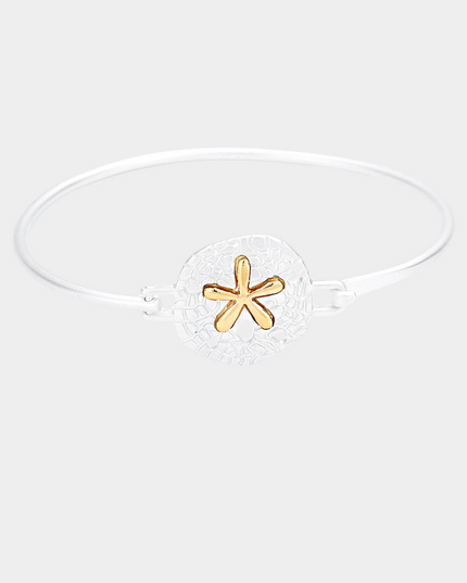 Sand Dollar Hook Bangle Two Tone Bracelet