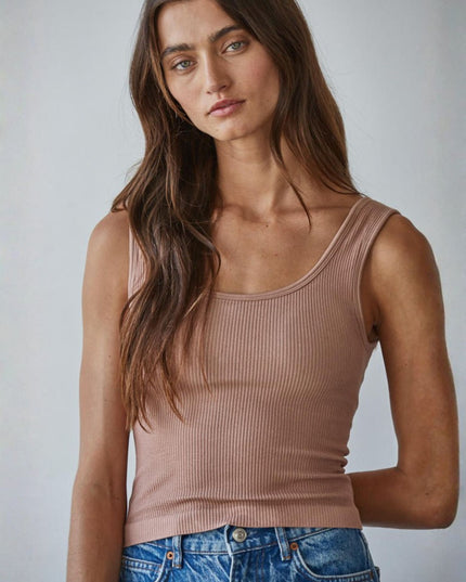 Padded Ribbed Fitted Tank Top