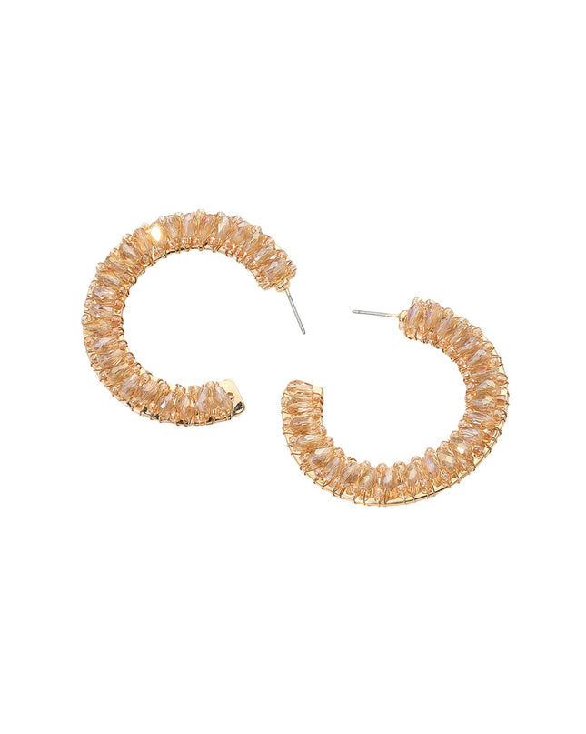 Seed Beaded Gold Wire Wrapped Hoop Earrings