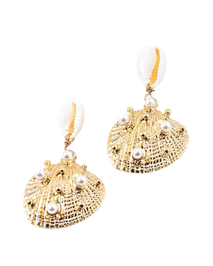 Puka Dotted Pearl Sea Shell Droplet Earrings
