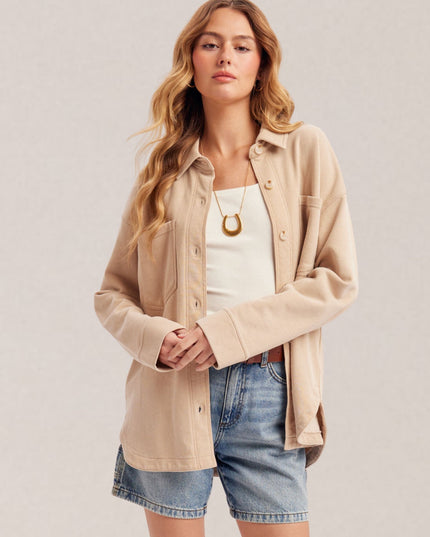 Washed Loose Fit Button Down Shacket