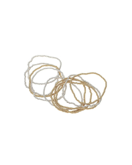 Metal Ball Bead Stretch 10 Bracelet Set