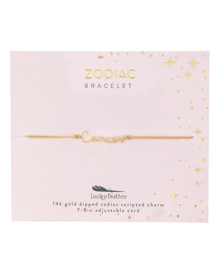 Zodiac Gold Scripted Adjustable Cord Bracelet