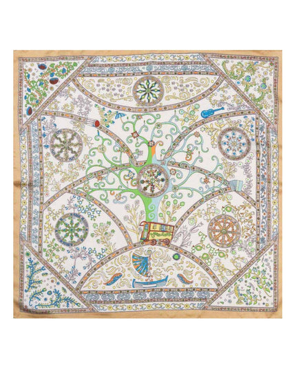 Vintage Botanical Medallion Print Square Bandana Scarf