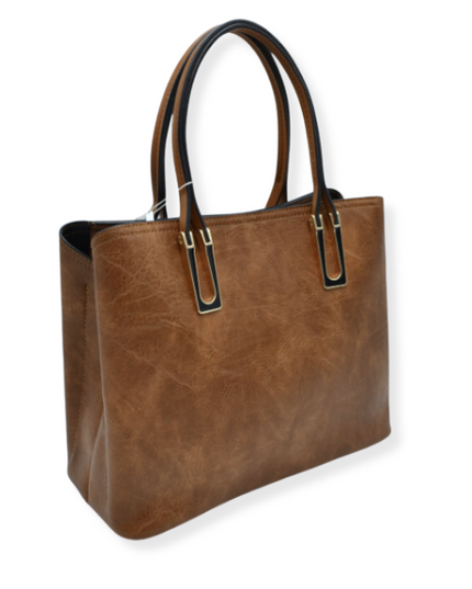 Chestnut Strap Shoulder Bag With Rustic Finish