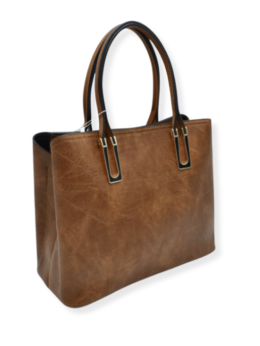 Chestnut Strap Shoulder Bag With Rustic Finish