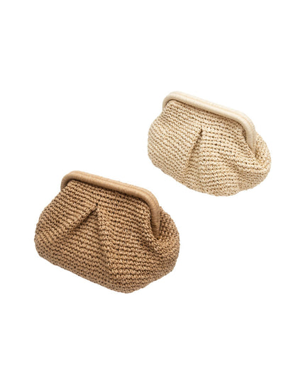 Raffia Dumpling Pouch Bag