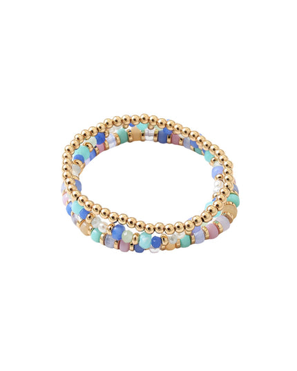 Mixed Beads Gold Disc Spacer Metal Ball Bead 3 Bracelet