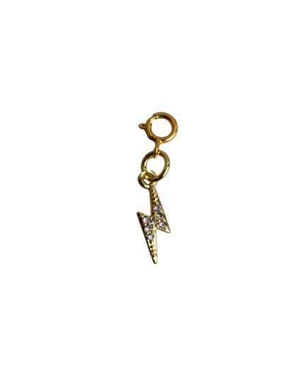Lightening Bolt Crystal Stone Gold Metal Charm