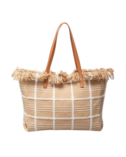 Fringe Edge Textured Tote Bag