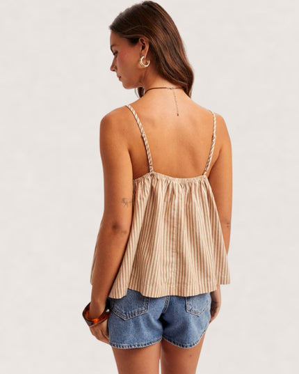 Ruffle Detail Striped Cami Top