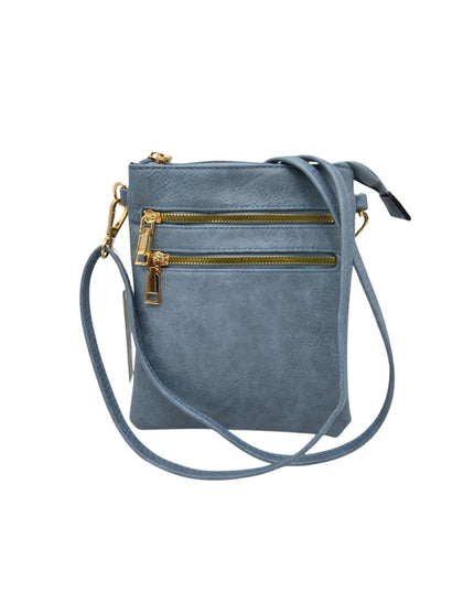 2 Zipper Tall Vegan Leather Crossbody Bag
