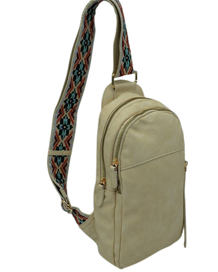 Diamond Design Multi Zip Sling Bag