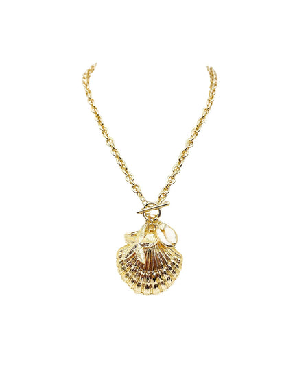 Metal Puka Clam Seashell Starfish Toggle Necklace