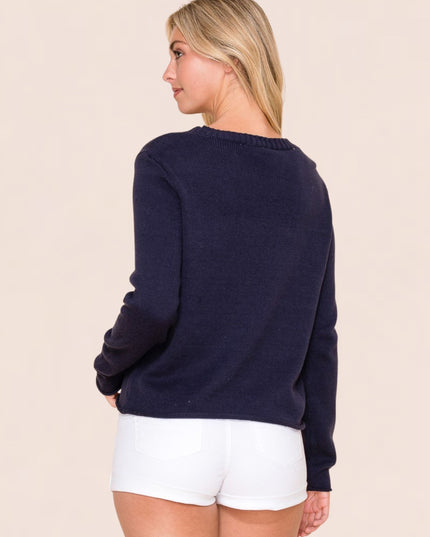Anchor Nautical Beach Cotton Sweater