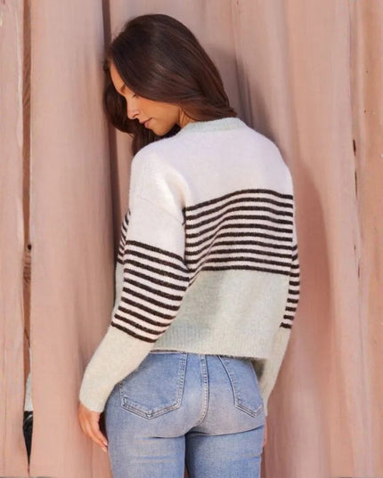 Striped Button Down Sweater Cardigan