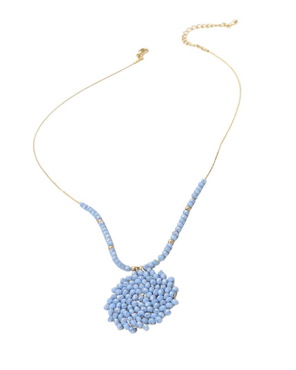 Round Beaded Pendant Gold Metal Statement Necklace