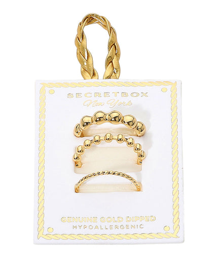 Ball Bead Wavy Metal 3 Ring Set
