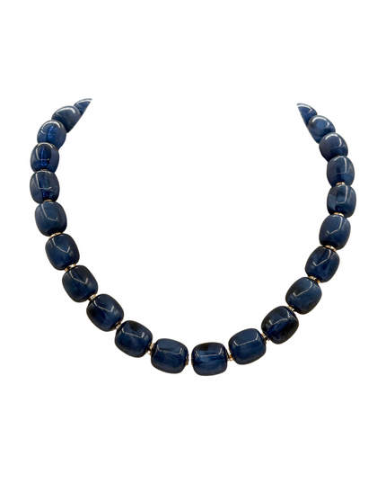 Chunky Resin Beaded Metal Gold Spacers Magnetic Closure Necklace